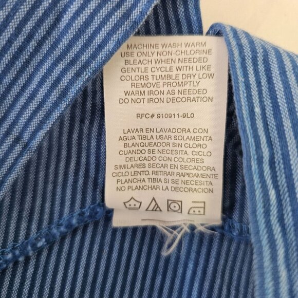 90s Poo Bear Blue Stripe Denim Overalls Button Closure Unisex Baby Large 6-9M - Picture 7 of 8